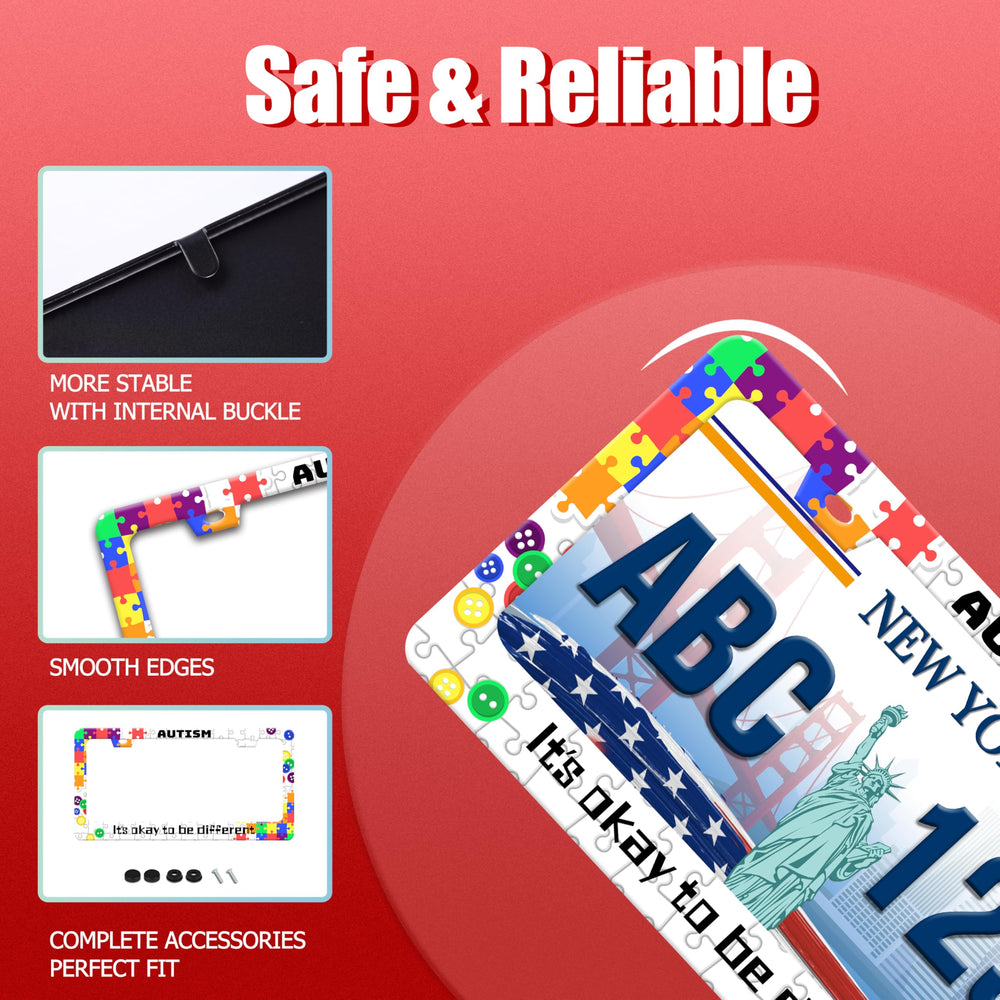 UNINDREM Autism license frame installed on car front demonstrates upgrade