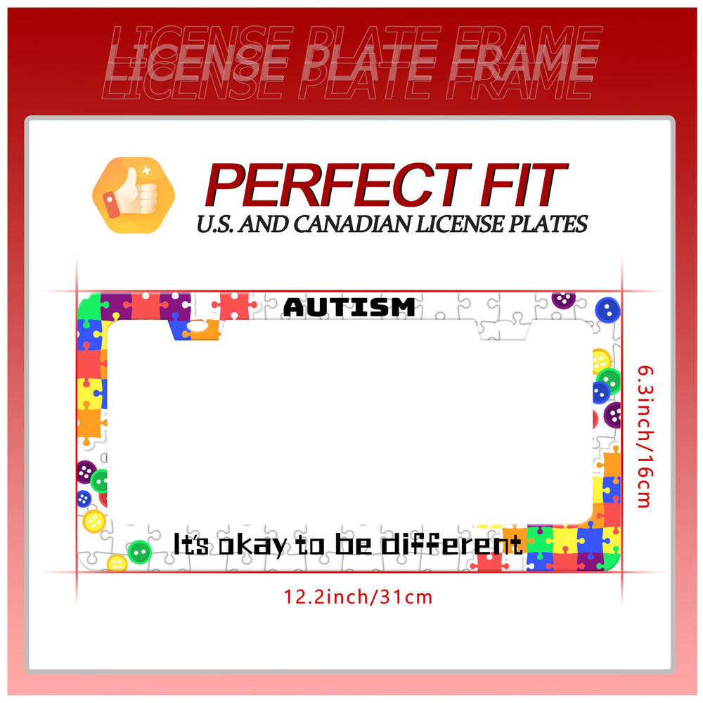 UNINDREM Autism license frame pattern detail with vibrant print