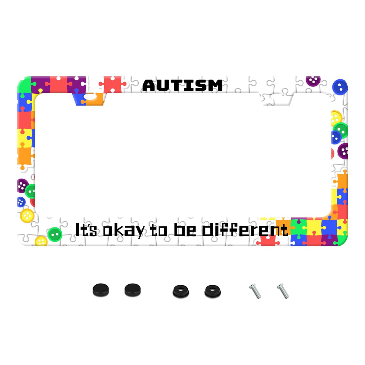 UNINDREM Autism license frame front view shows durable stainless steel