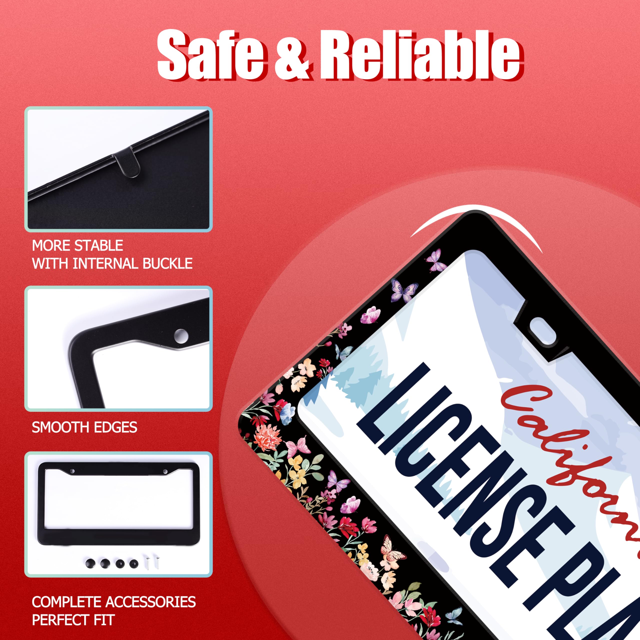UNINDREM license plate frame with screws and hardware for quick install