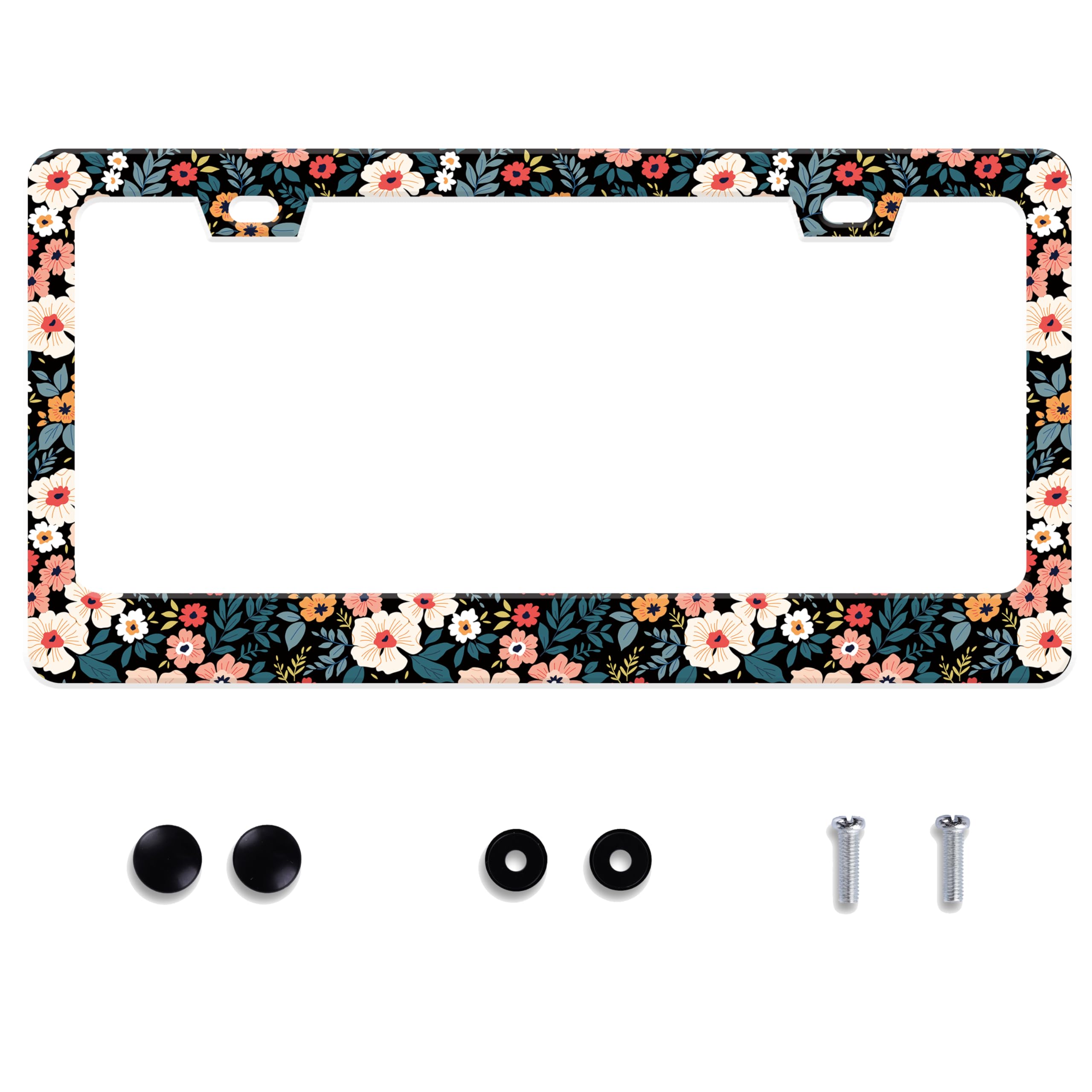 UNINDREM Folk Floral Frame front view with vibrant color protecting the plate area.