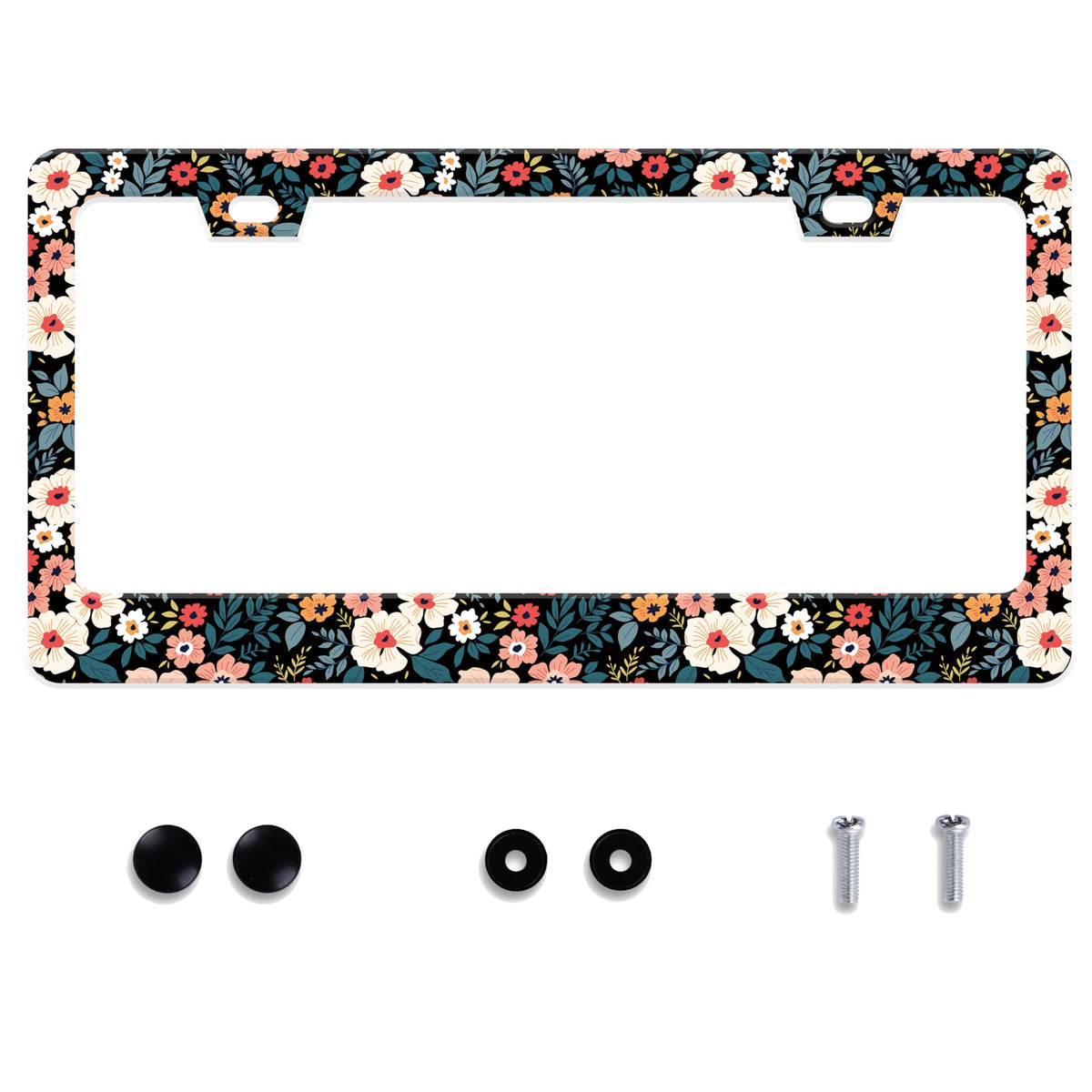 UNINDREM Folk Floral Frame front view with vibrant color protecting the plate area.