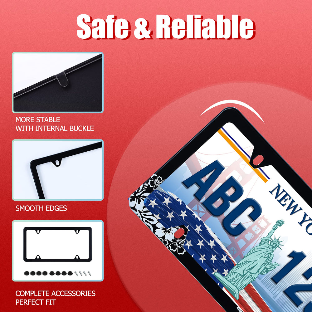 UNINDREM hibiscus flower license frame helps prevent scratches around the plate.