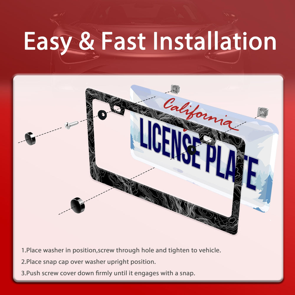 UNINDREM stainless steel license frame close-up emphasizes scratch resistance and polish.