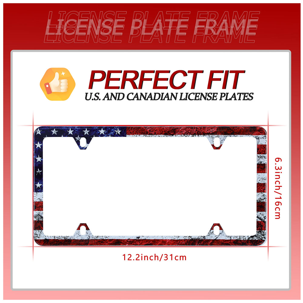 UNINDREM Vintage Flag license frame side profile sleek design complements any bumper.