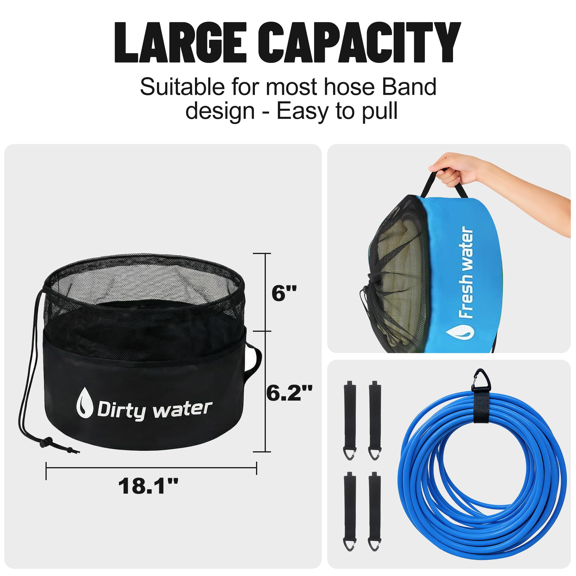 Uningmng 4-pack RV hose storage green bag stores tools neatly.