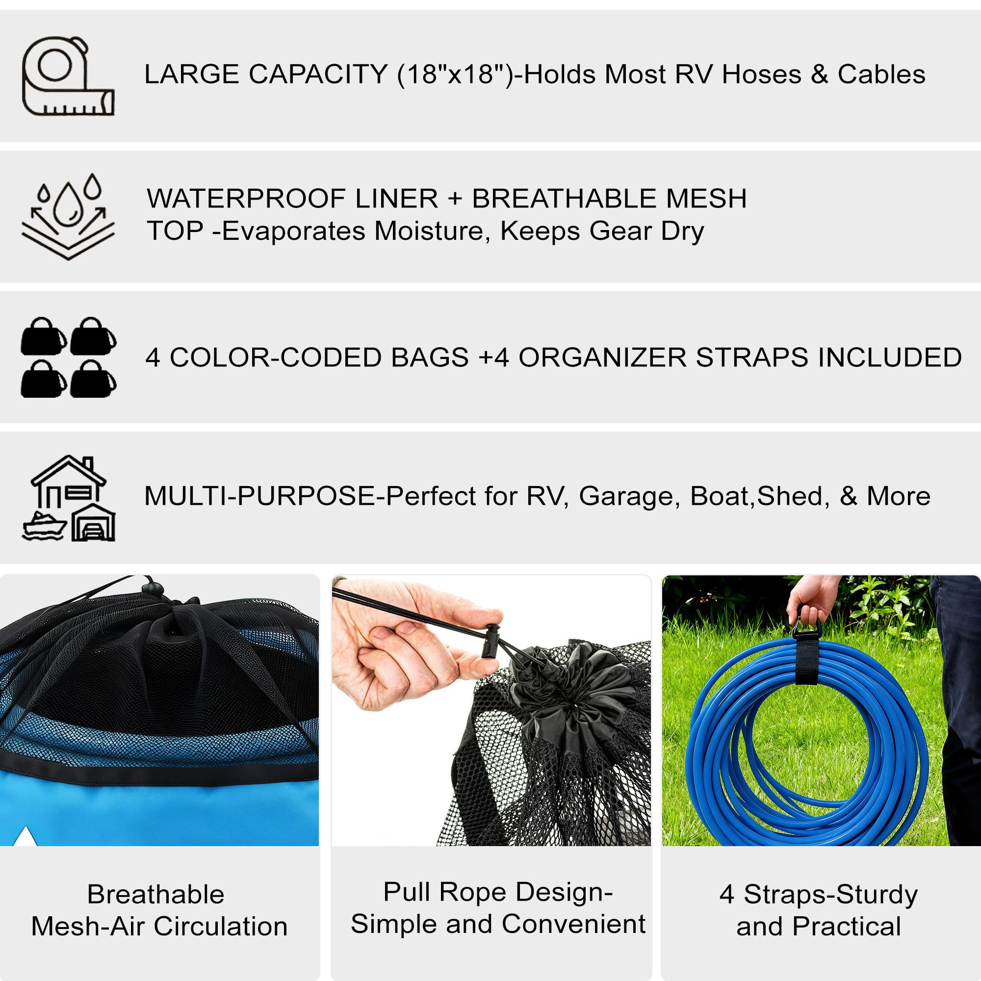 Uningmng durable storage sacks save space on trips.
