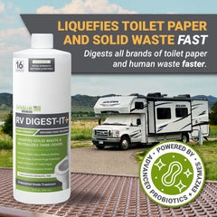 Unique RV Digest-It Plus waste digester action breaks down waste and paper