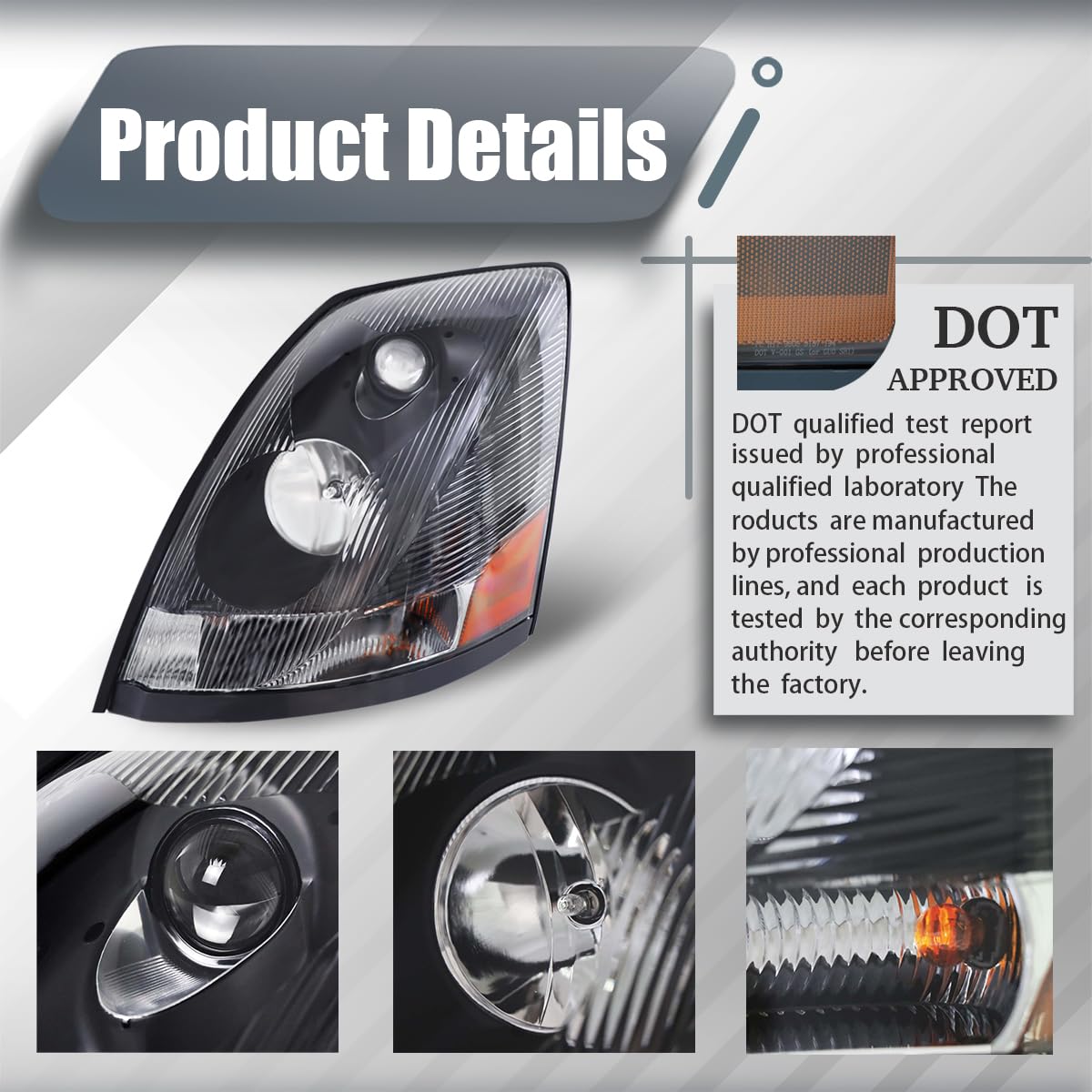 Unitedlu VNL headlights include halogen bulbs for immediate replacement