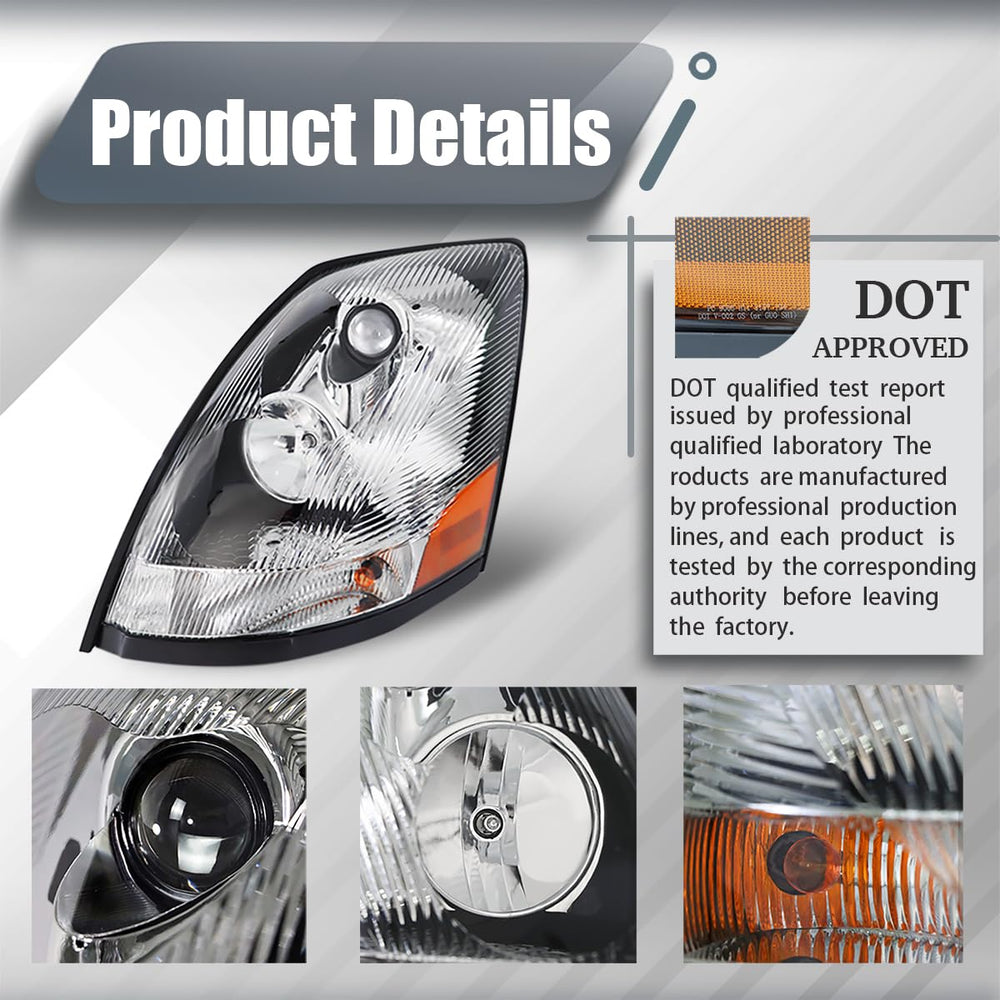 Unitedlu VNL headlight pair with bulbs included for quick replacement.