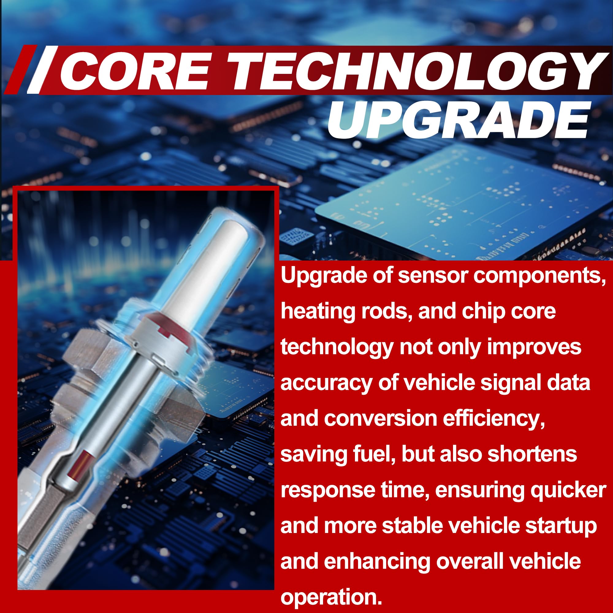 UNITHUB oxygen sensor durable construction withstands heat and cold for long life.