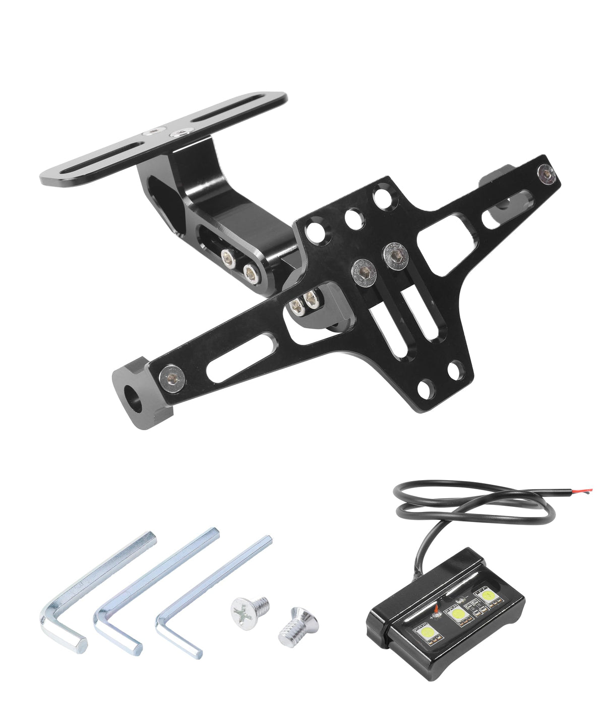 UNLRAE license plate bracket in black for secure rear mounting.