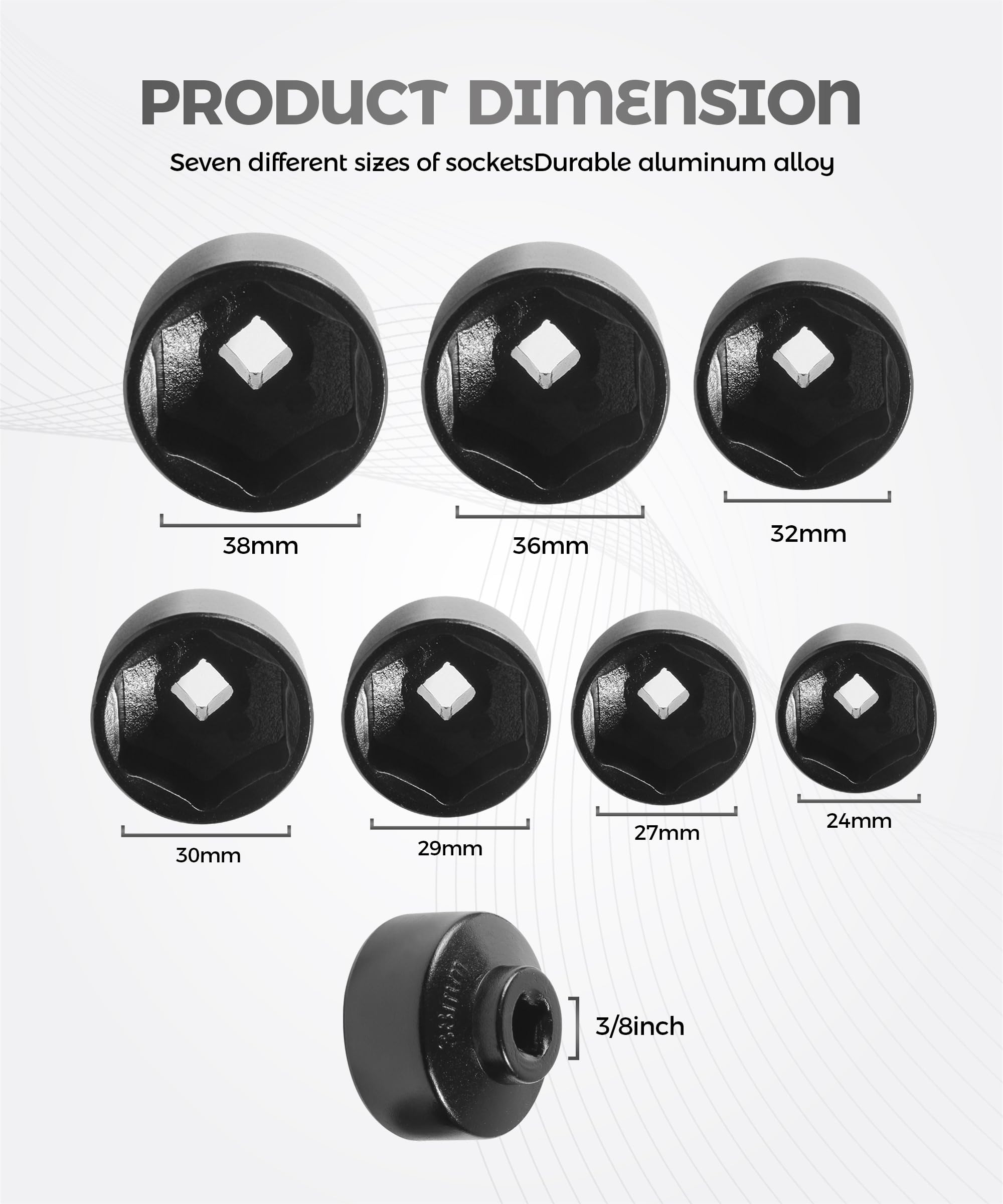 UNLRAE 27mm sleeve tool enables quick filter loosening in tight bays.