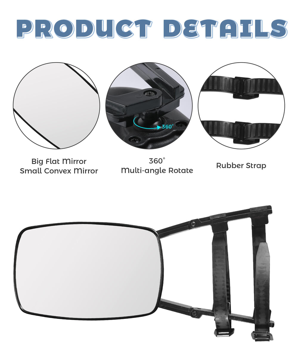 UNLRAE tow mirror extenders expand your field of view for safer driving.