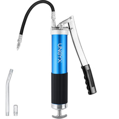 UNOYX 8000 PSI grease gun with hose for high-pressure lubrication in tough-access areas.
