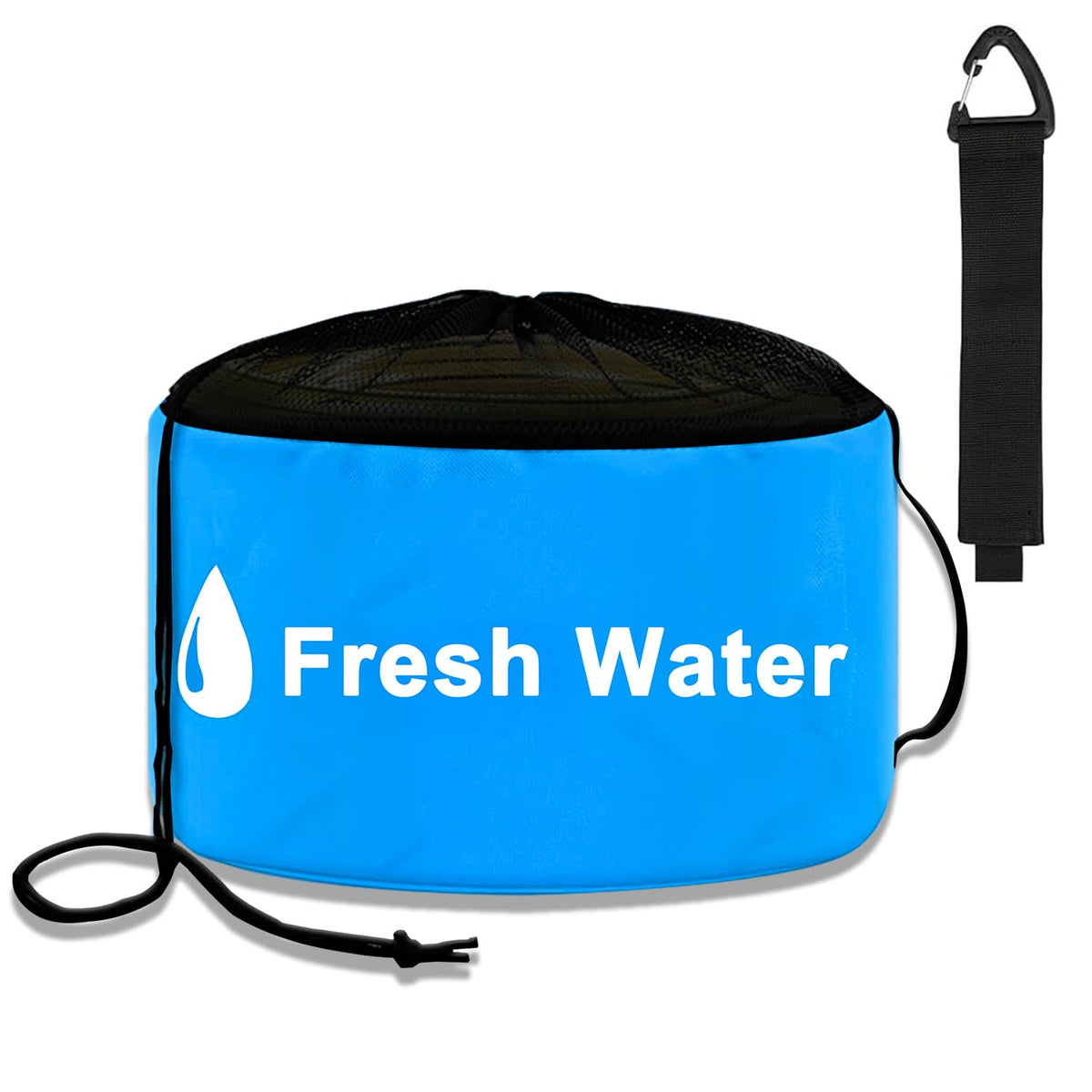 UNXMRFF blue RV hose storage bag with waterproof exterior keeps hoses dry.