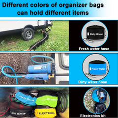 UNXMRFF hose bag includes a strap for easy hanging and storage.