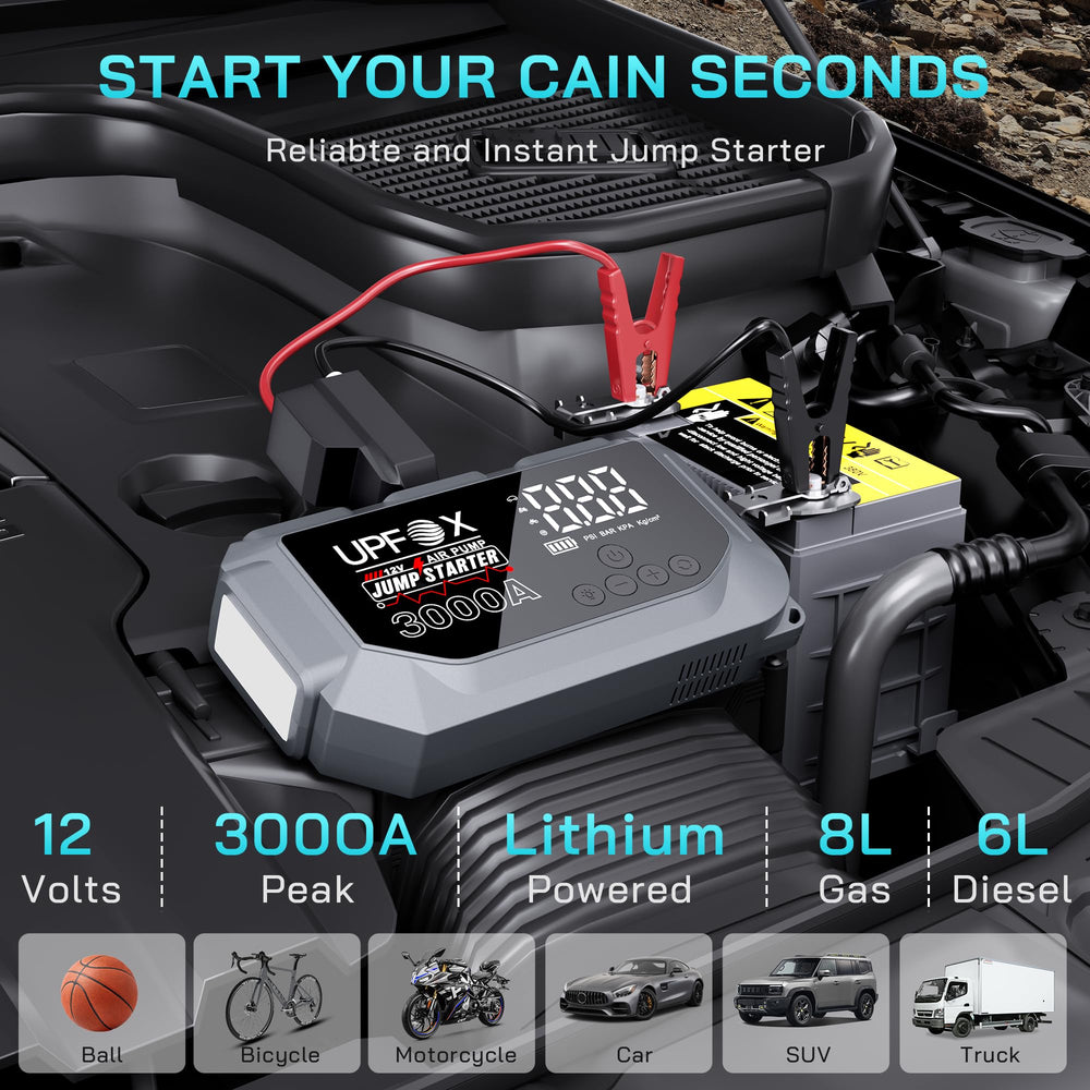 UPFOX HD LCD display shows real-time pressure and presets.