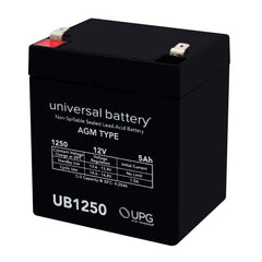 UPG UB1250 12V SLA battery showing compact dimensions for UPS backup systems.