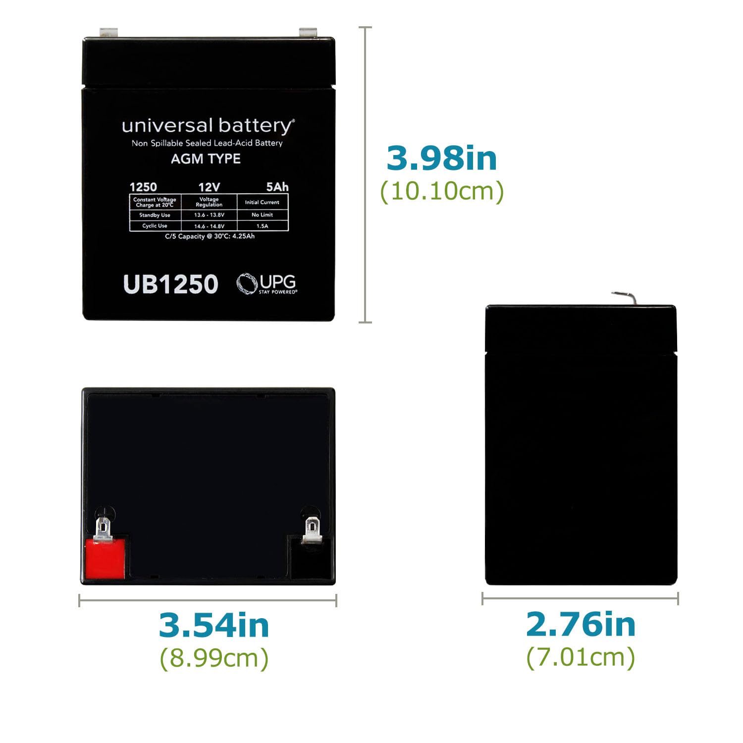 UPG UB1250 sealed lead acid battery in the compact SLA design.
