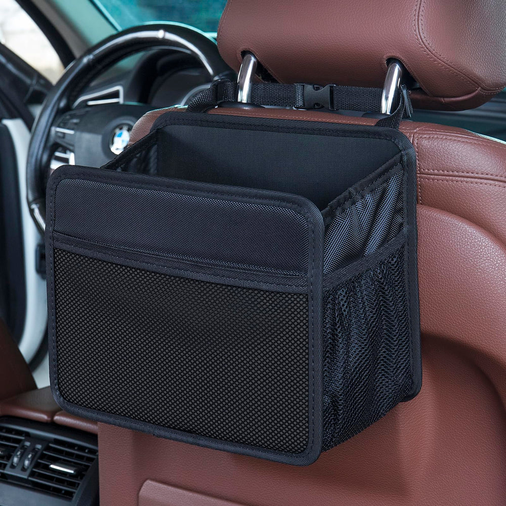 Uplien front-backseat organizer showing five compartments for essentials at hand.