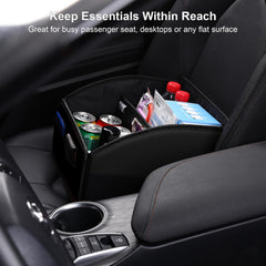 Uplien front seat organizer featuring a sturdy metal handle for easy relocation