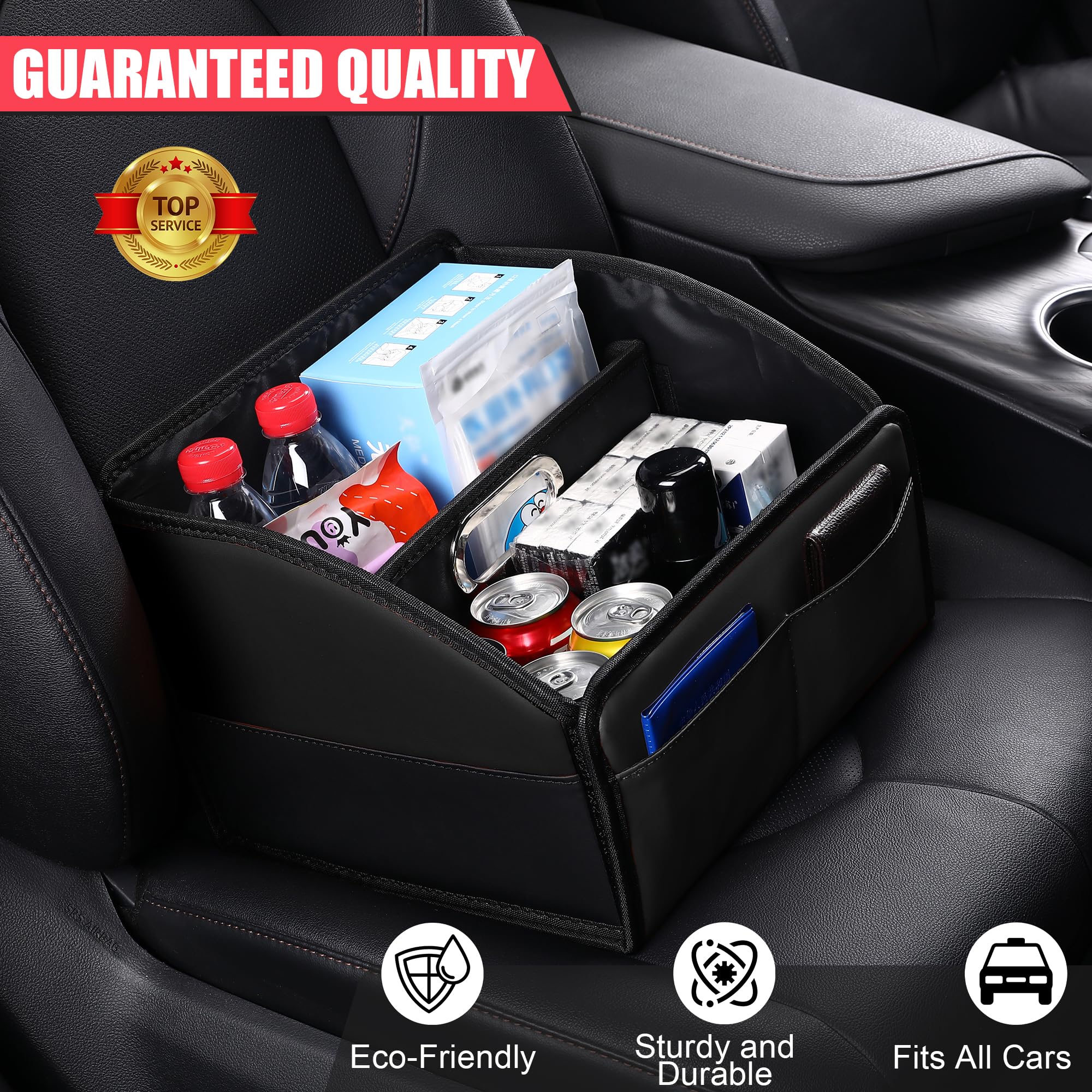Uplien leather car caddy back seat storage with six compartments for toys and snacks