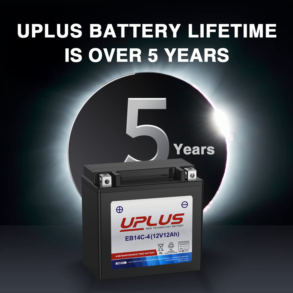 UPLUS EB14C-4 compatibility chart for Honda, Suzuki, Yamaha vehicles.