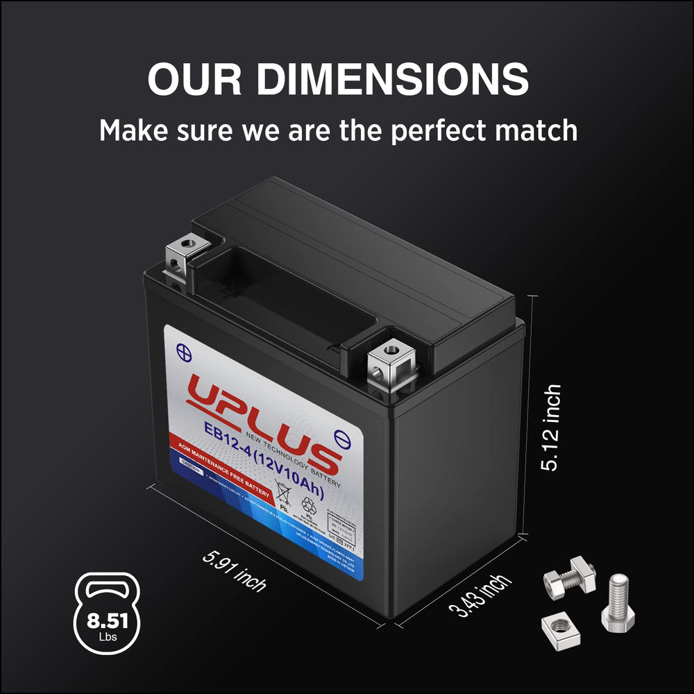 UPLUS YTX12-BS battery installation in motorcycle gear setup.