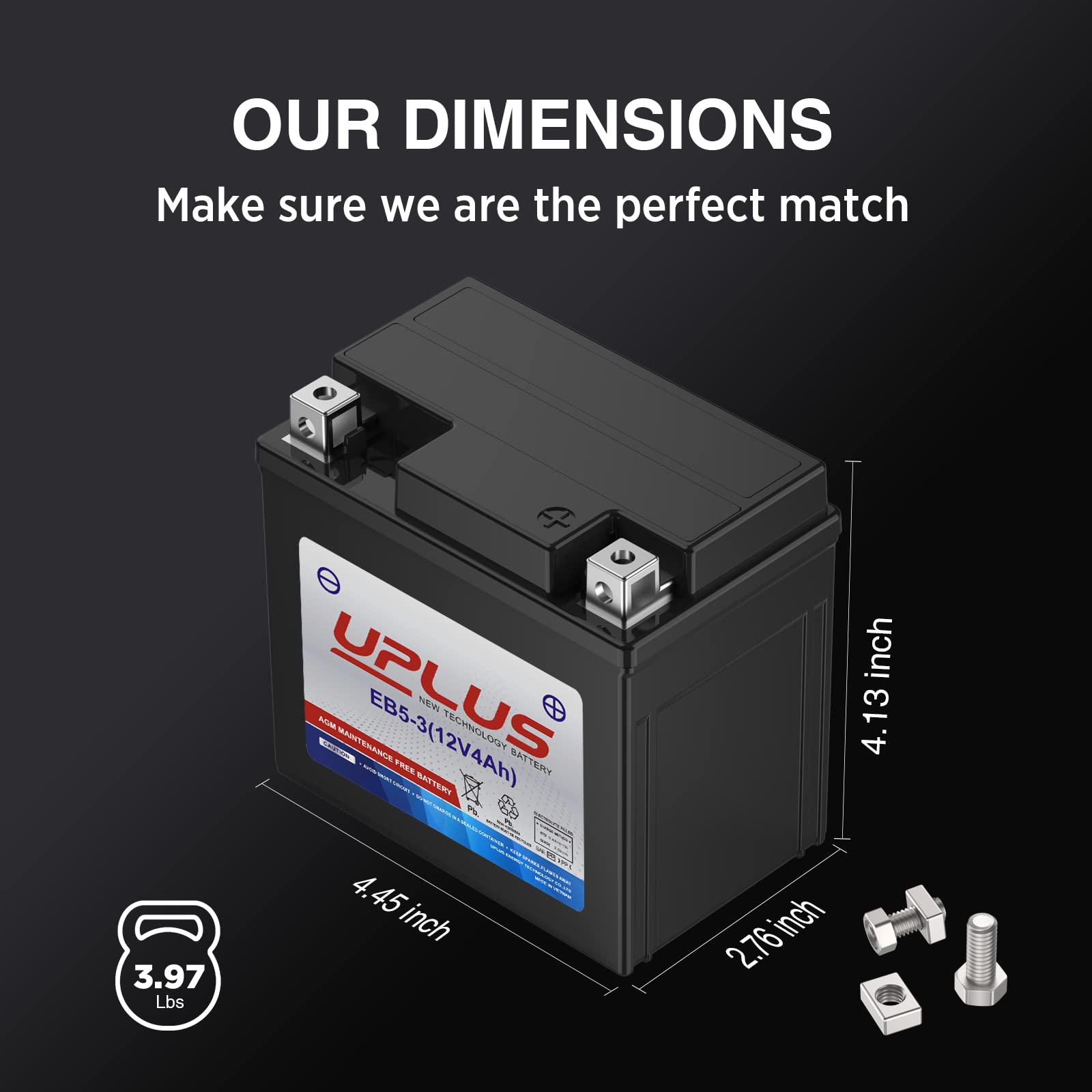 UPLUS YTX5L-BS sealed AGM design prevents spills and leaks
