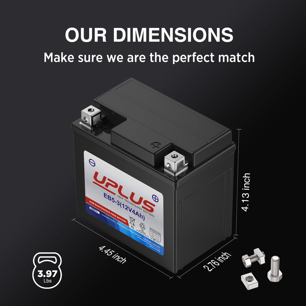 UPLUS YTX5L-BS sealed AGM design prevents spills and leaks