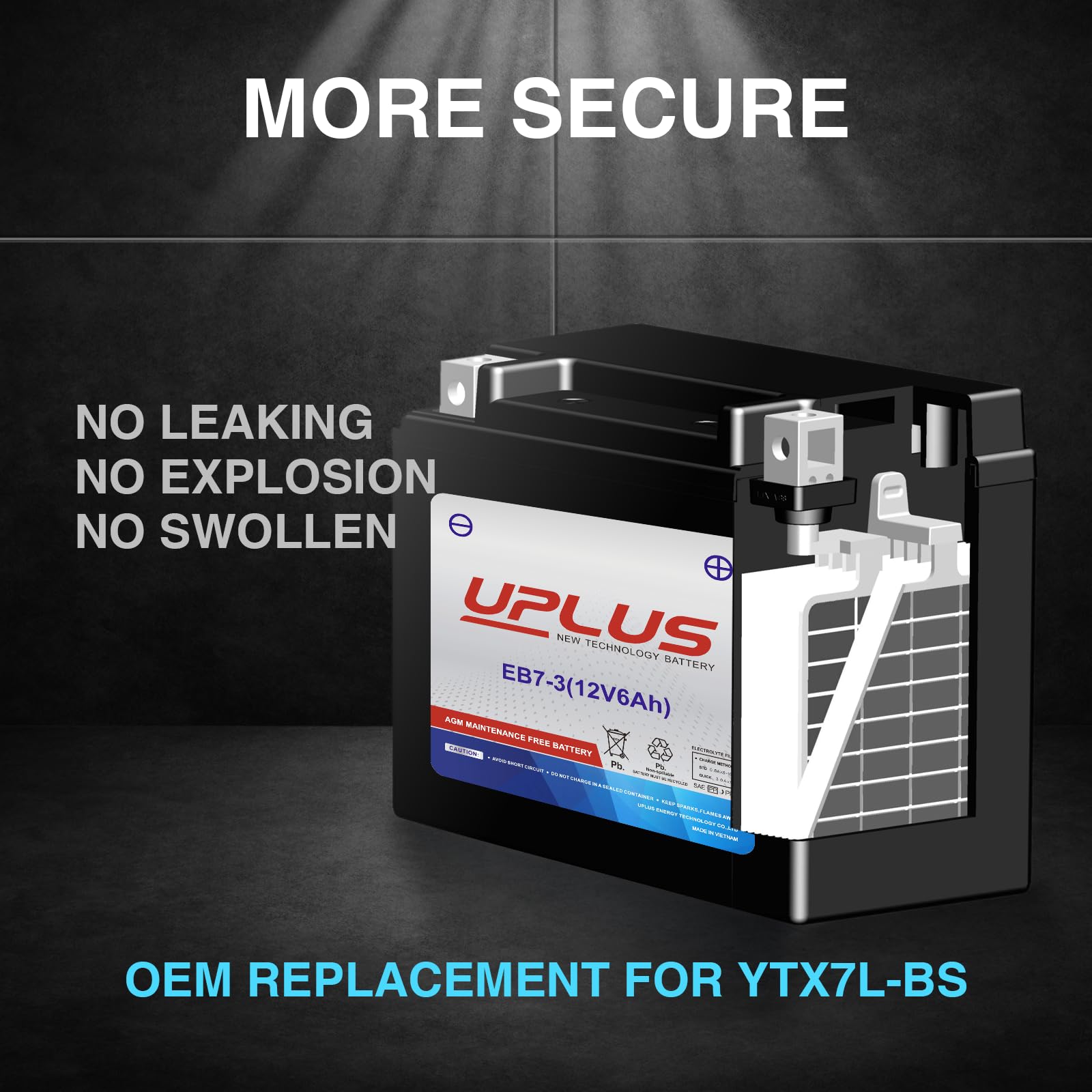 Packaging of UPLUS YTX7L-BS battery ready for shipping