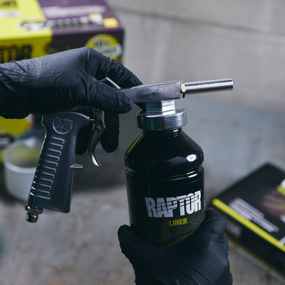 UPOL Raptor Black 0820VG four-quart base bottles ready to mix.