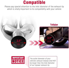 Upower exhaust tip measures 9.5 inches overall length