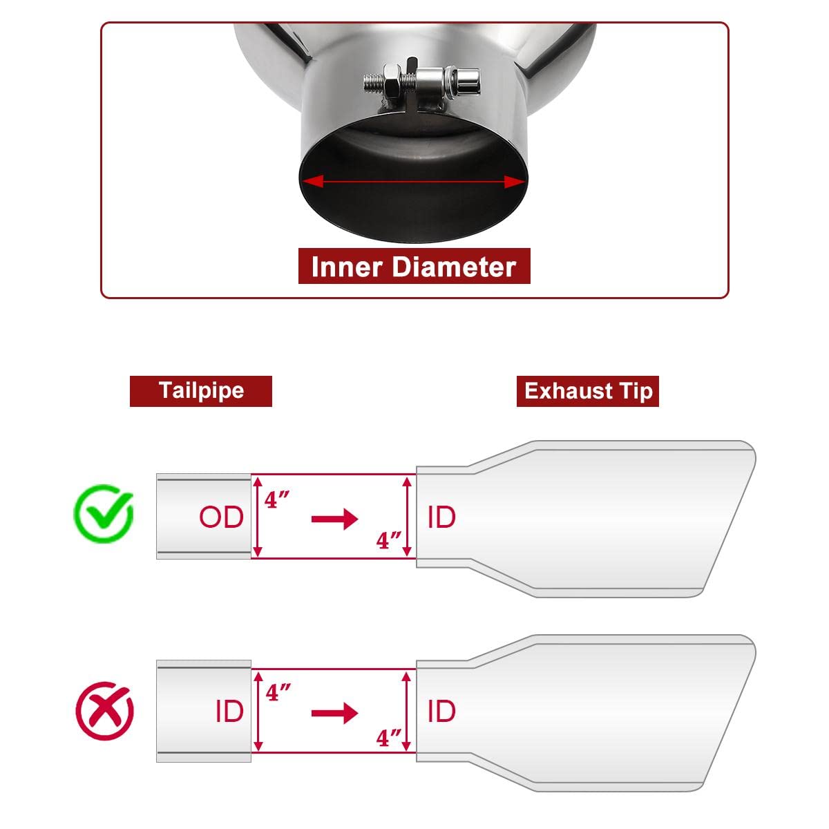 Upower stainless steel exhaust tip in mirror finish resists corrosion