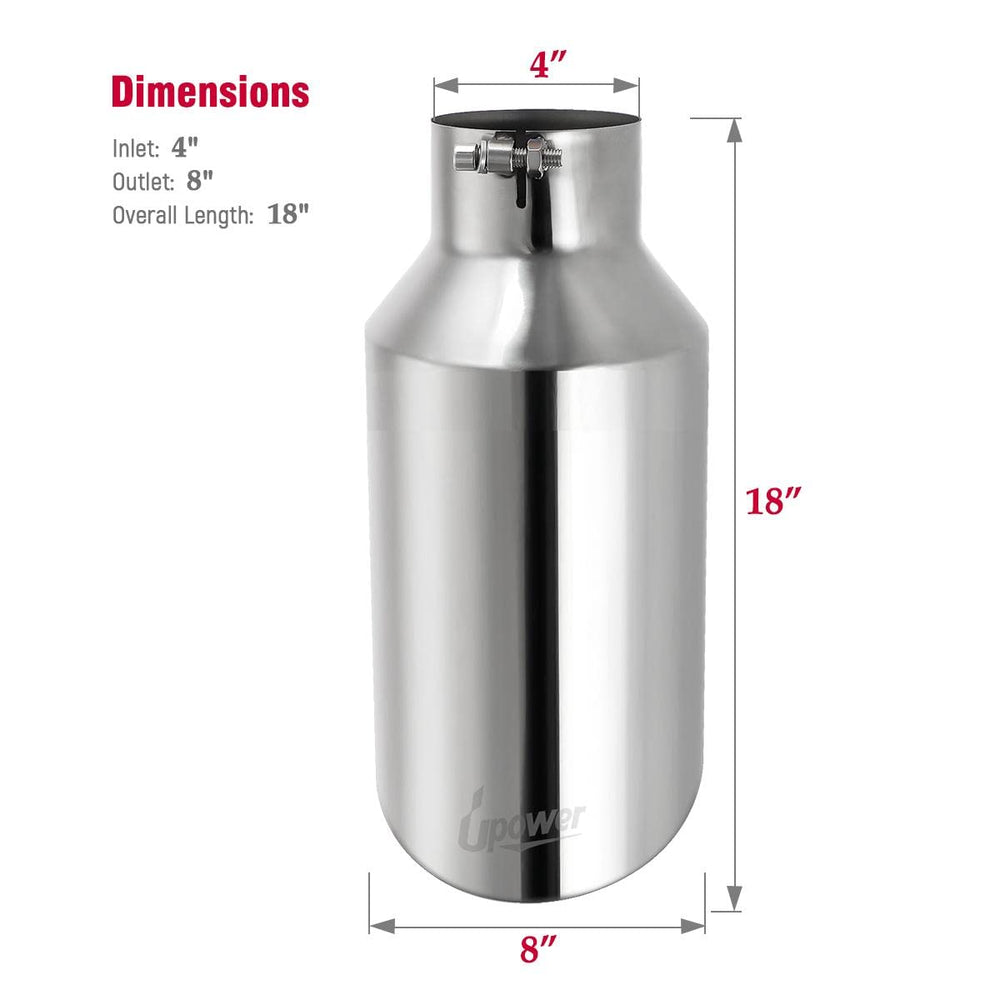 Upower universal-fit exhaust tip compatible with 4 inch outlet trucks and pickups