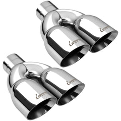 Upower weld-on angle-cut exhaust tip ready for secure mounting on a vehicle.