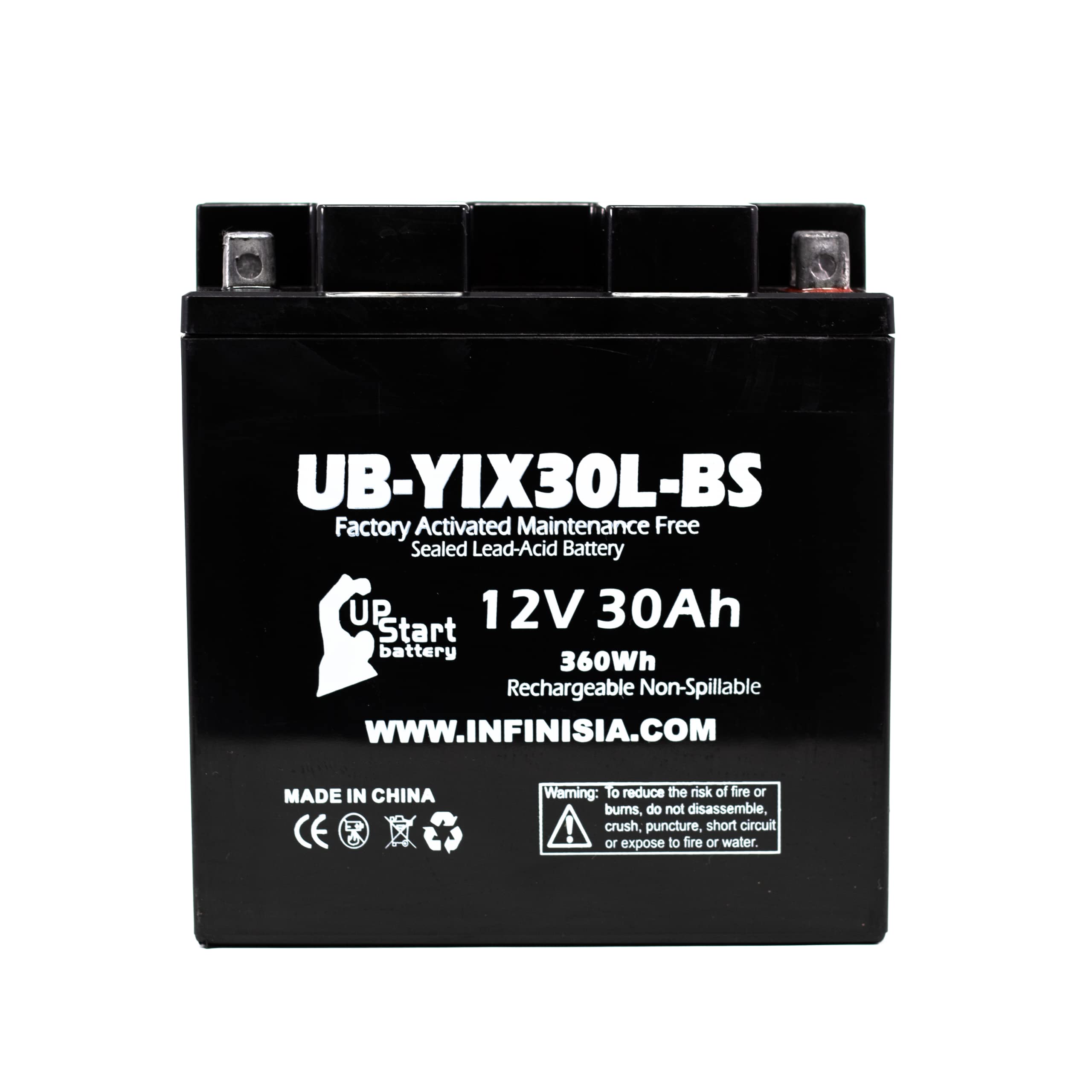 Upstart Battery YIX30L-BS fits Polaris Sportsman 500 X2 and RZR 800 families