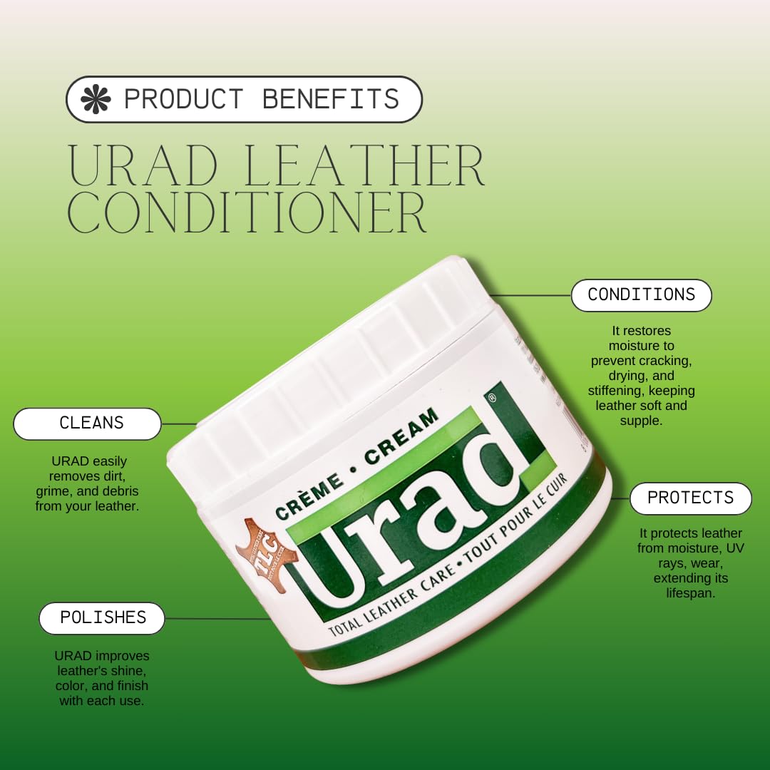 URAD conditioner on car seat shows protective care for interiors.