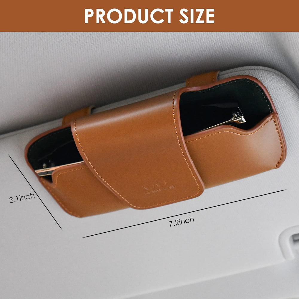 URIZZD durable faux leather case adds stylish organization for car glasses.