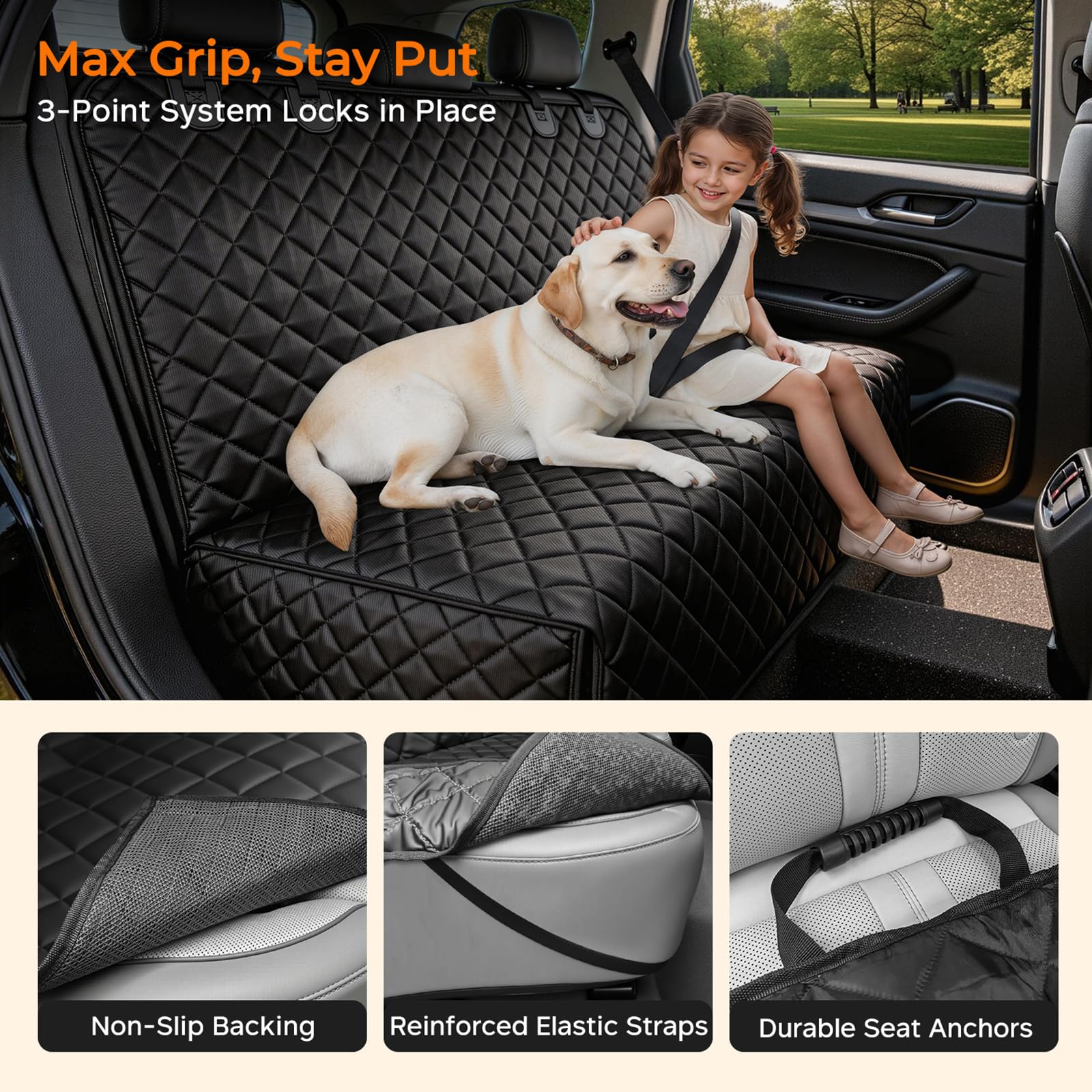 URPOWER full-size SUV dog seat cover fits wide rear benches