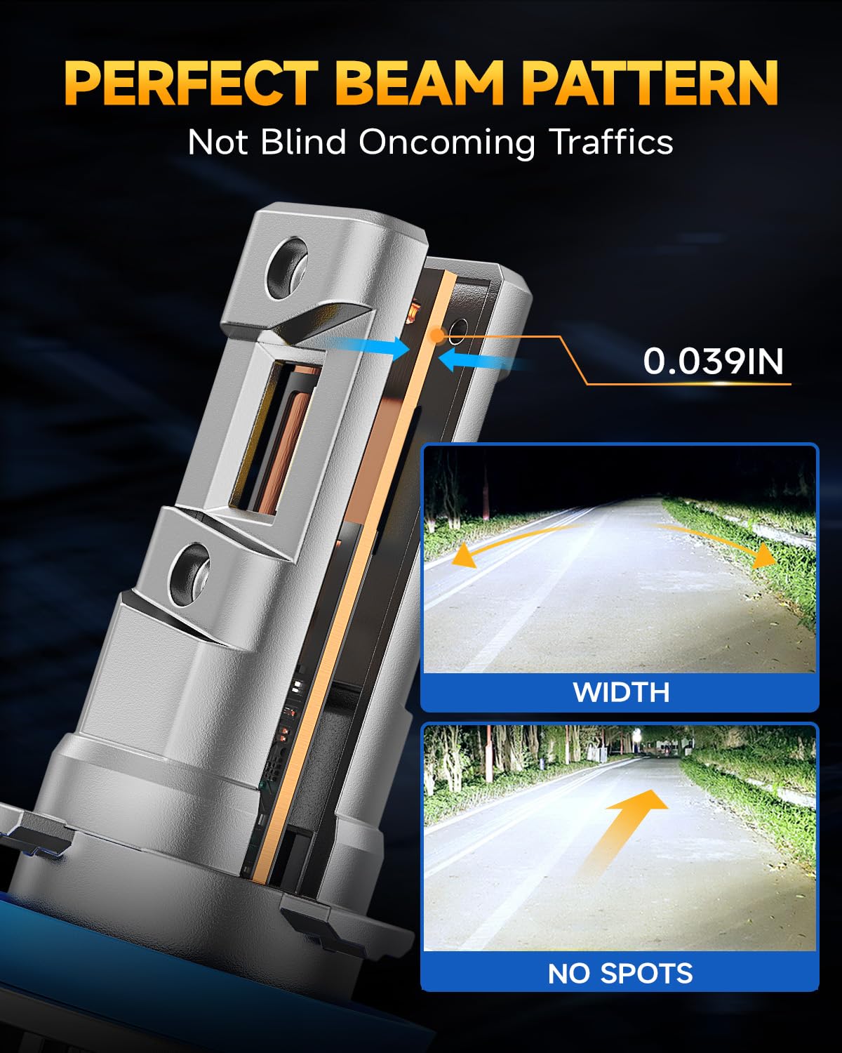 Ursprung H11 LED beam pattern 360° with no dark spots