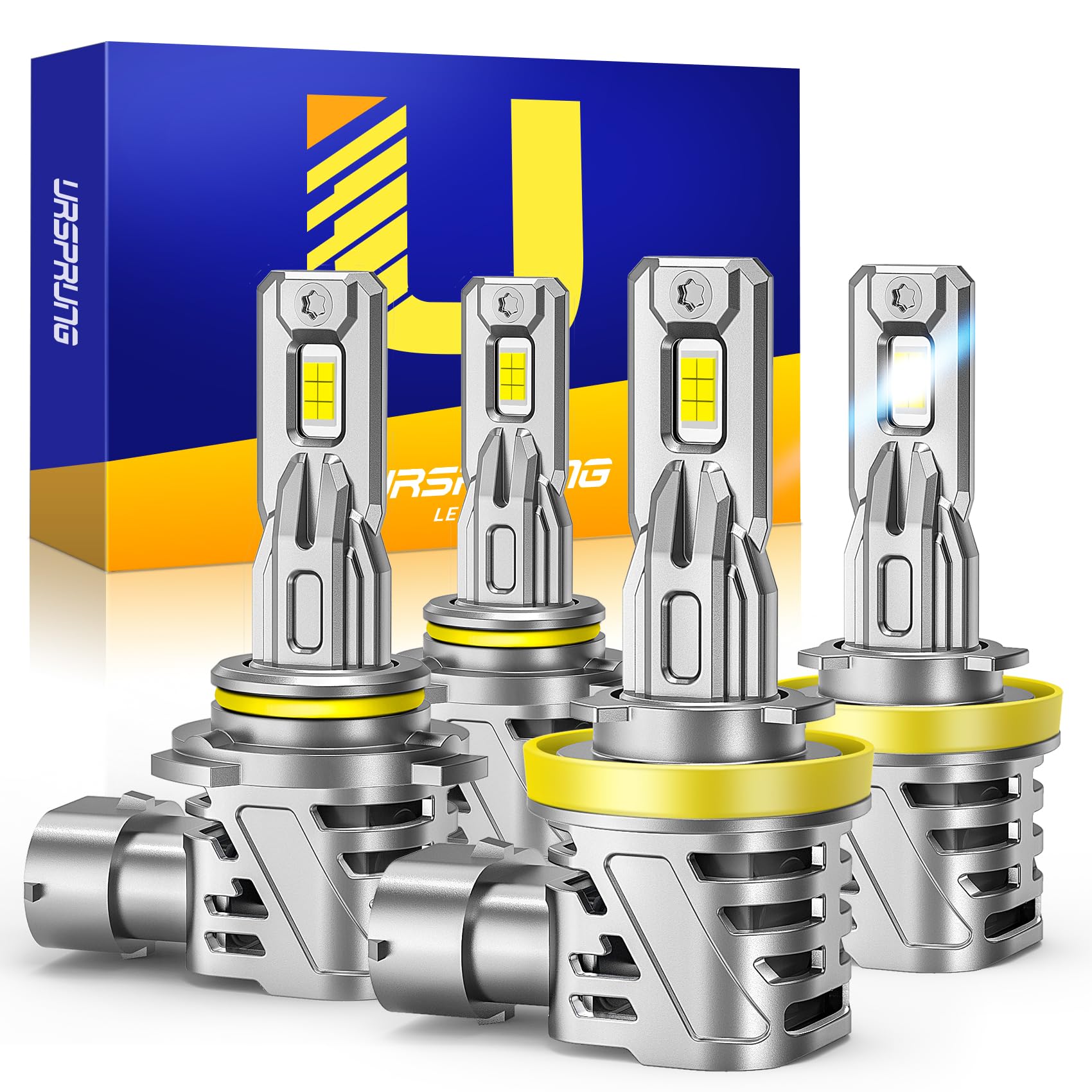 Ursprung H11 9005 bulbs front view with bright illumination for safer night driving