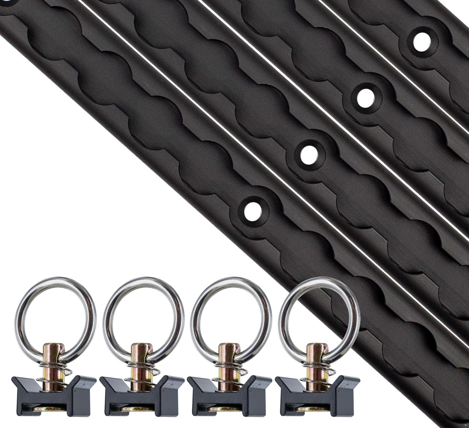 US Cargo Control L-Track rail 4ft black shows durable anodized finish for heavy duty cargo securement