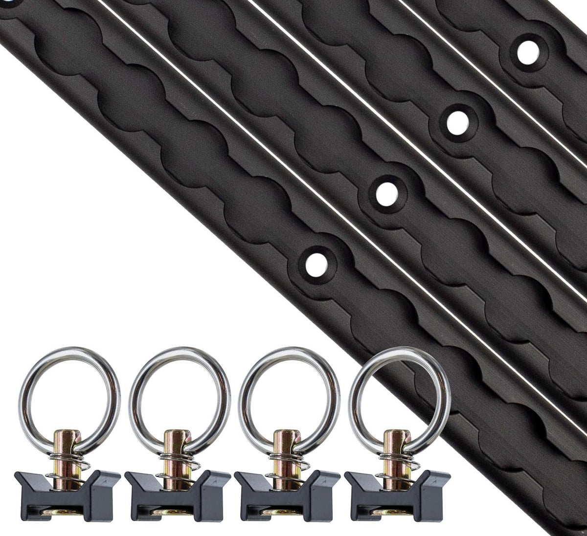US Cargo Control L-Track rail 4ft black shows durable anodized finish for heavy duty cargo securement