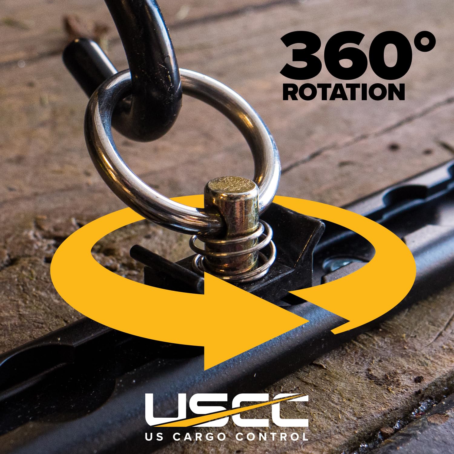 Round ring assembly on L-Track for secure connections