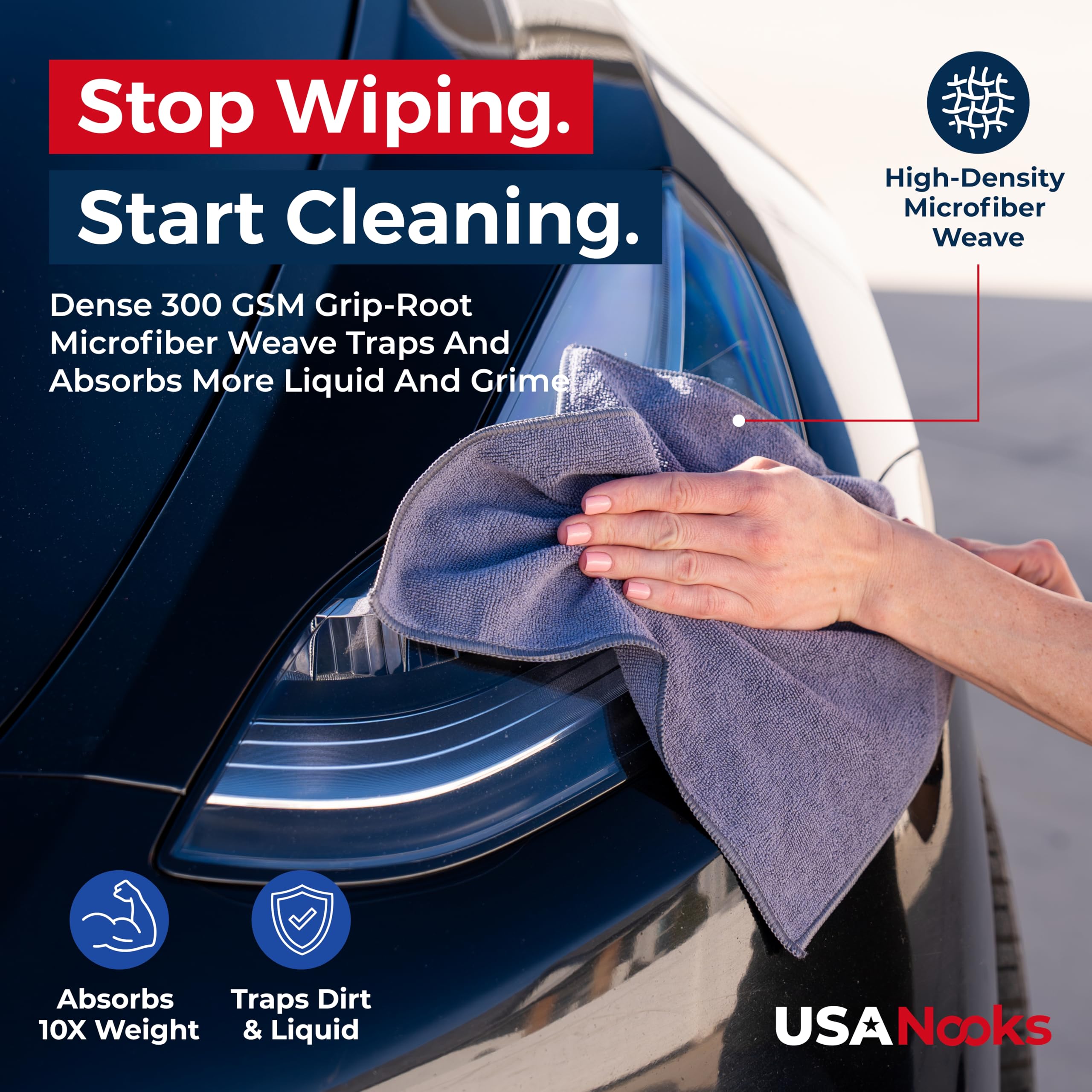USANOOKS towel wiping mirror glass for a lint-free clear reflection
