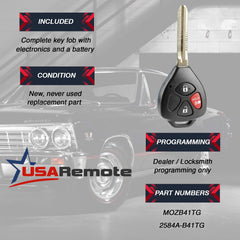 USARemote Scion TC key fob front view for 2005-2010 models