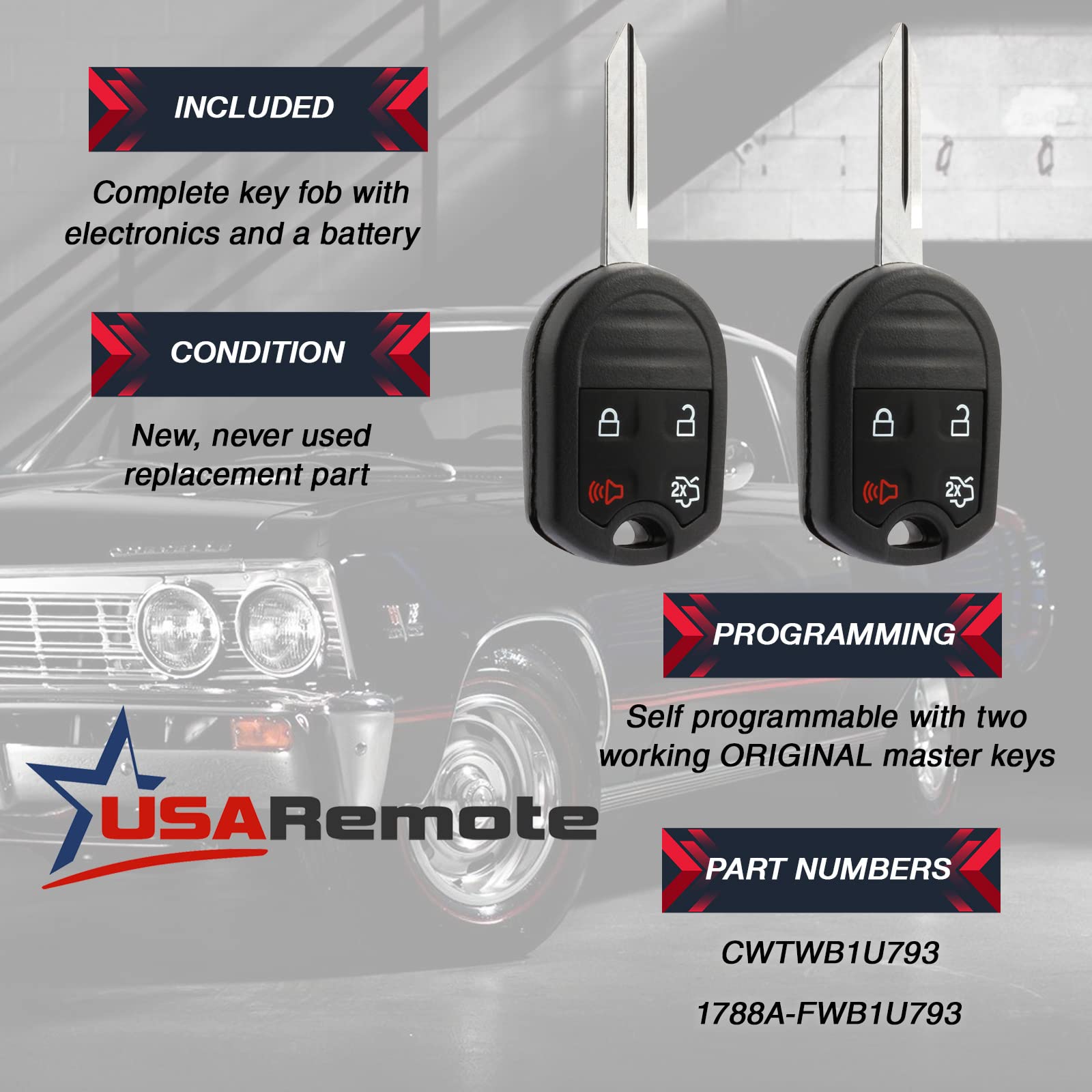 USARemote key fob Mazda 4-button focus offers versatile control