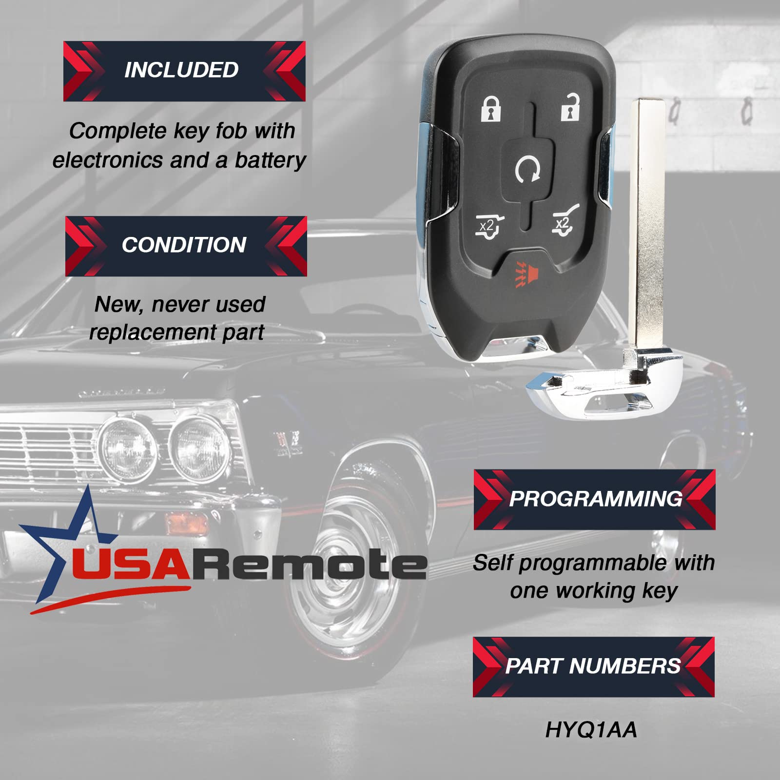 USARemote Yukon XL fob with battery and valet key included